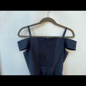 COMFY OFF SHOULDER NAVY BLUE ROMPER